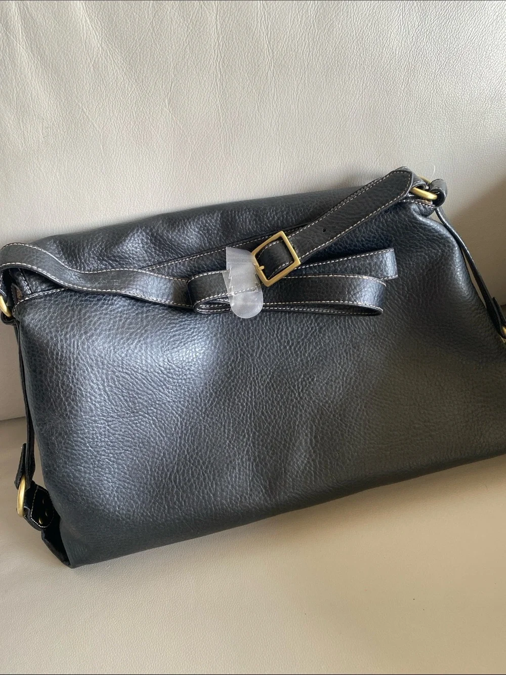 Black pebbled work bag tote messenger bag